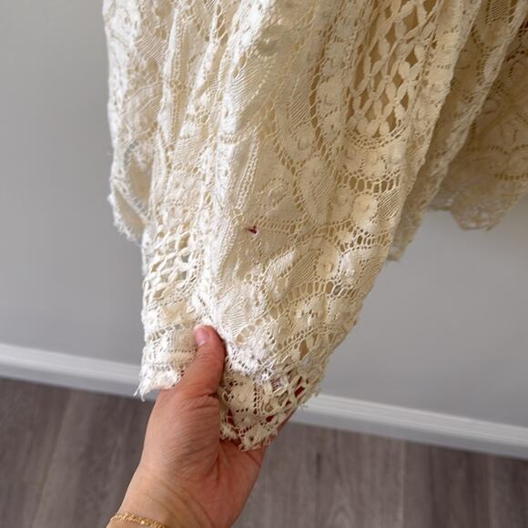 Burberry London RTW Short Sleeve Lace Cotton Silk Dress Ivory Size 4 - Picture 7 of 10